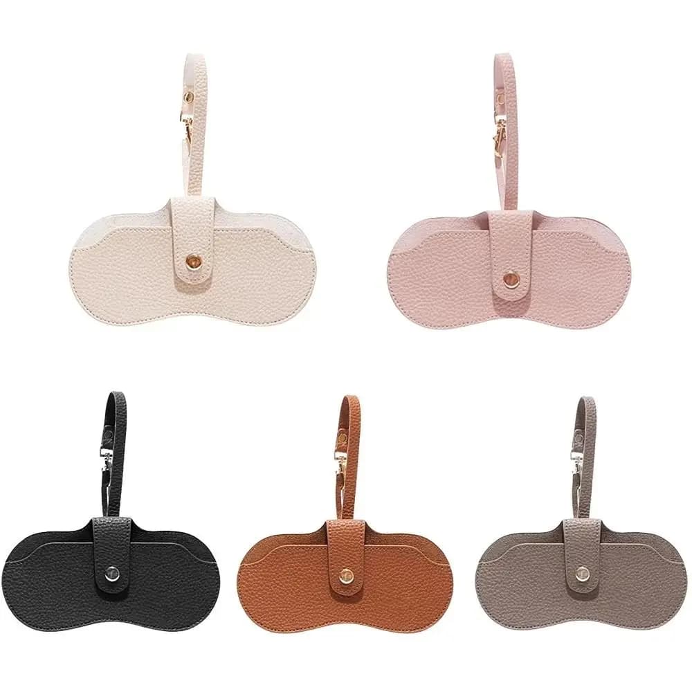Custodia Portatile in Pelle PU per Occhiali da Sole e da Vista, con Cordino e Clip, a Forma di Gatto/Cane, da Donna