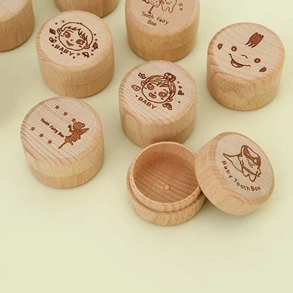 Wooden Wood Baby Tooth Box Primary Teeth Baby Teeth Save Milk Teeth Organizer Tooth Box Keepsake Box