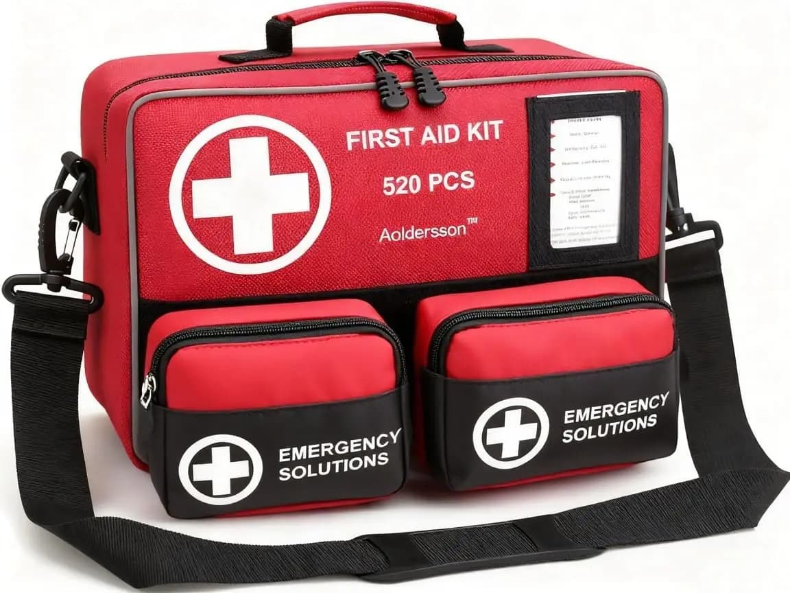 Kit di Pronto Soccorso da 520 Pezzi per Auto, Casa, Campeggio e Viaggi - Forniture Mediche di Emergenza Compatte