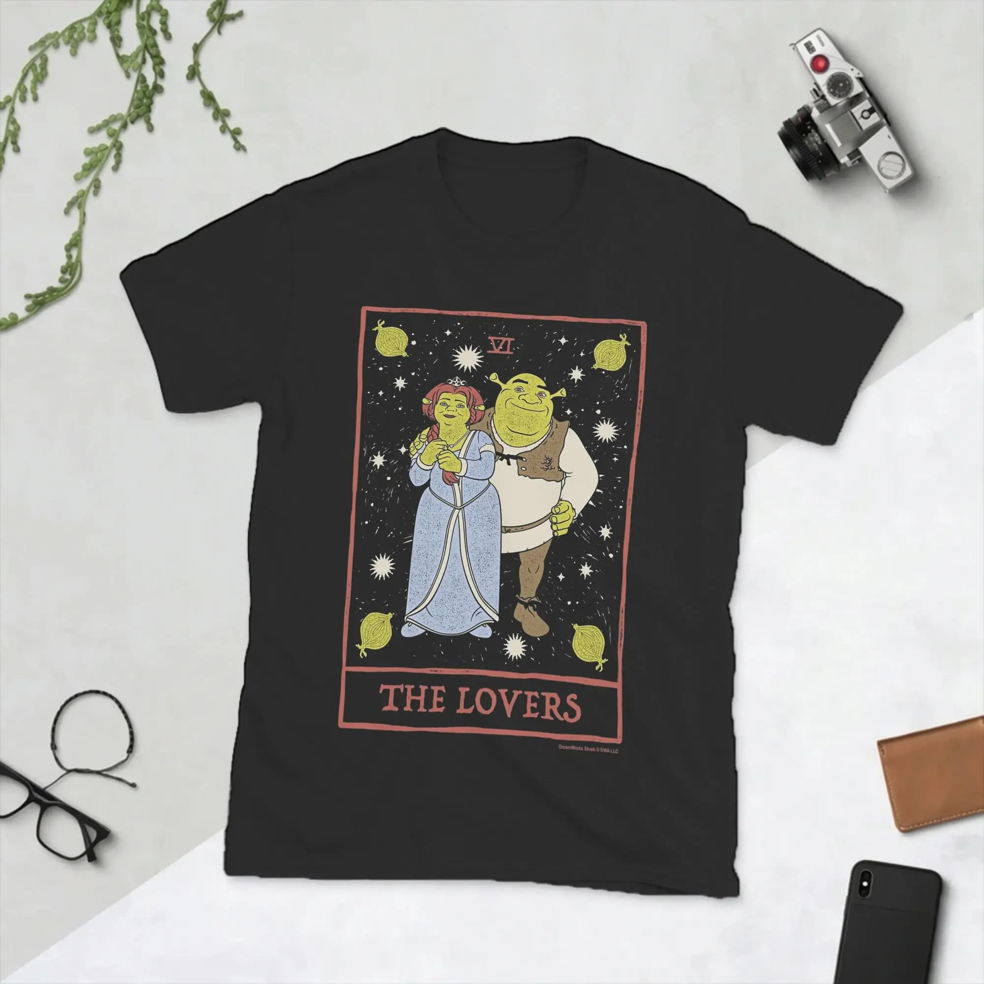 T-shirt da uomo di San Valentino Fiona & Shreks The Lovers Tarot Card, in puro cotone, girocollo, a maniche corte, stile hipster