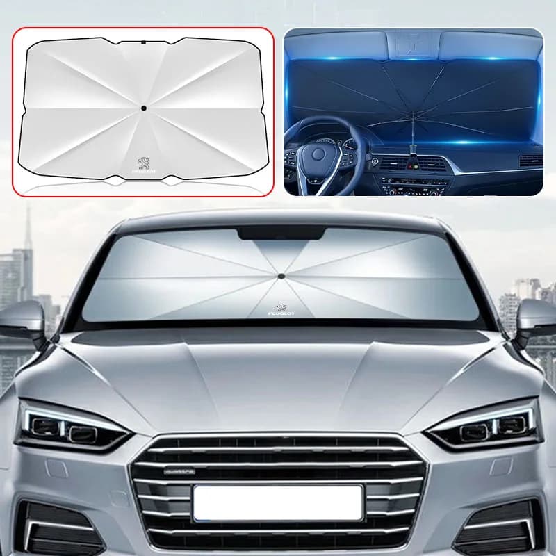 Car Sunshade Windshield Umbrella Front Parasol Foldable Summer Protection for Peugeot 108 406 407 408 206 5008 Wheel Center Caps