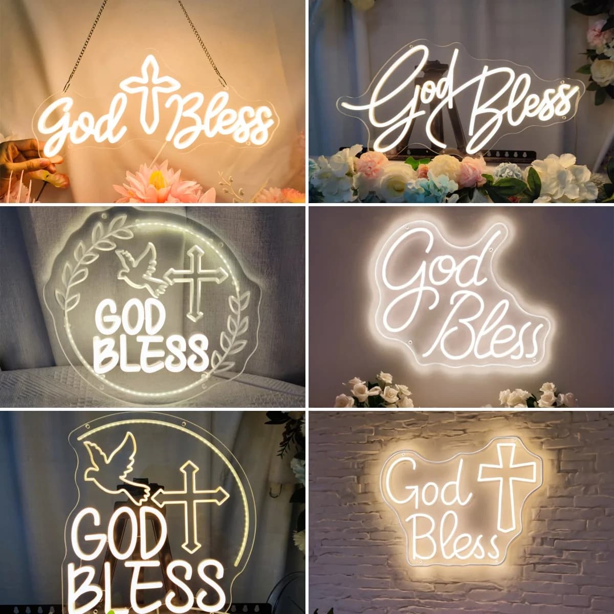 Dio benedica Insegna al neon Luce al neon a LED per la decorazione della parete della stanza della festa di compleanno Luci Regali di compleanno Luce notturna al neon Alimentata tramite USB