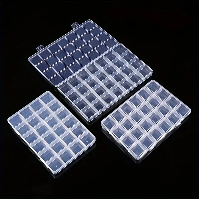 Pratico 24/28 Scomparto a Griglia Scatola di Immagazzinaggio in Plastica Trasparente Orecchino Perline Vite Custodia per Display Contenitore per Organizzatore Domestico