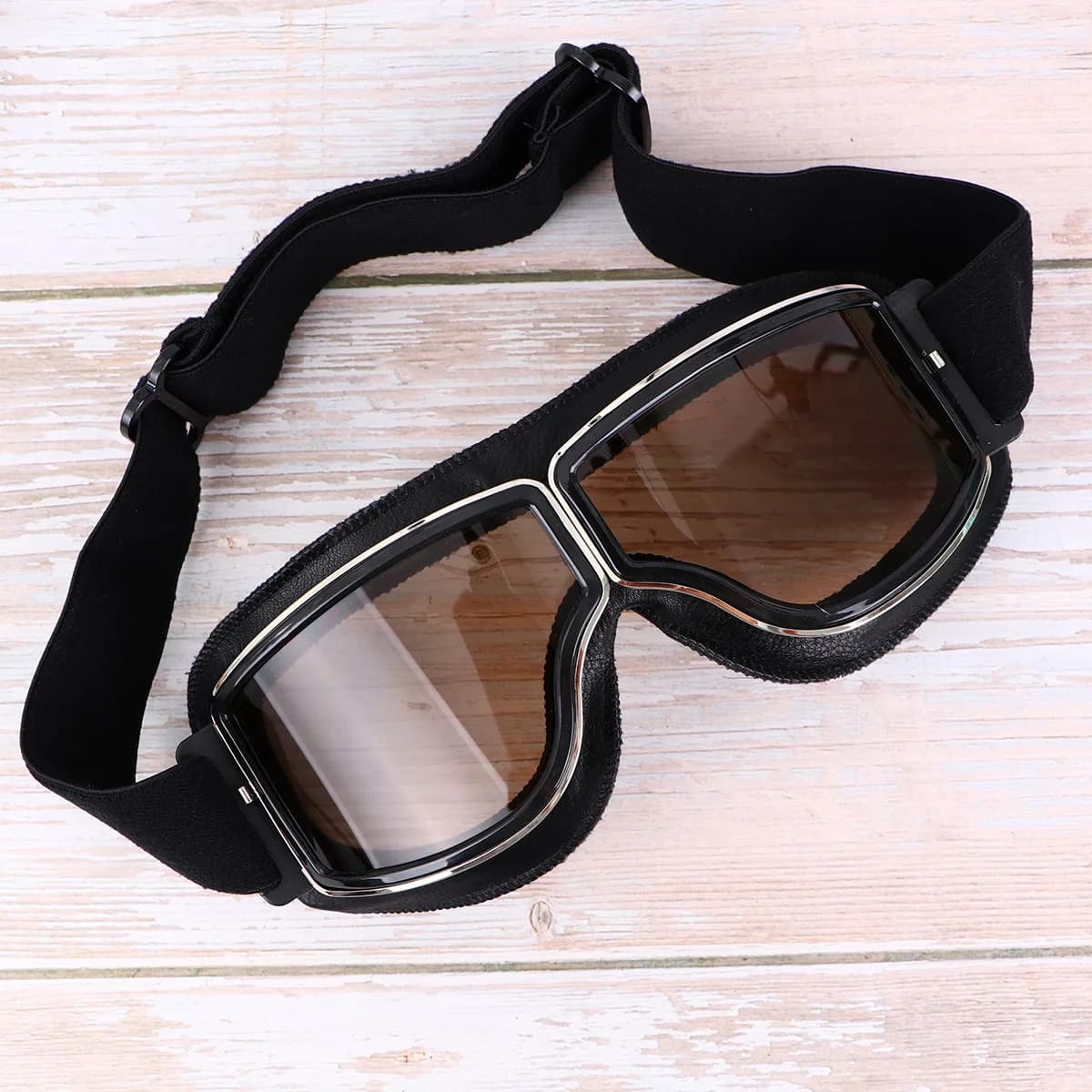 Occhiali di Sicurezza Neri per Esterni in PC PU ABS con Fascia Elastica Regolabile, Occhiali da Sci Snowboard Moto con Protezione UV400 Antiappannamento