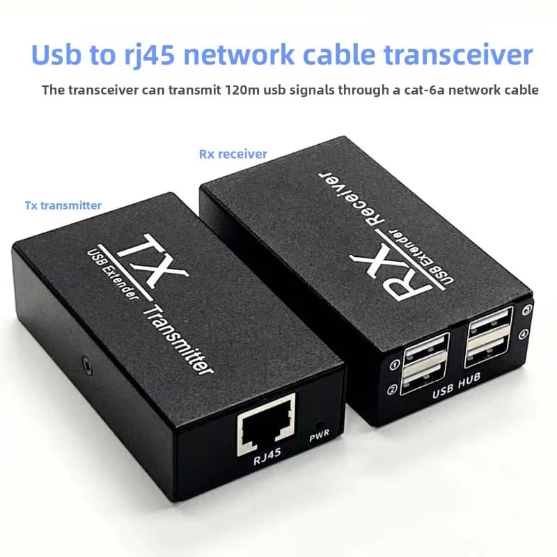 4 Ports USB Extender Over Rj45 CAT6 Cable To 120m 4 USB Hub Adapter for Laptop PC Peripherals U Disk Mouse Keyboard Scanner