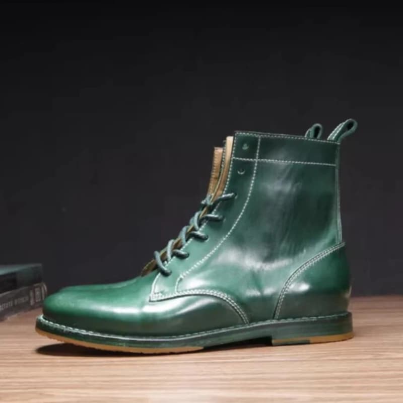 Stivali da Lavoro Artigianali in Pelle di Cavallo, Scarpe di Lusso in Vera Pelle per Uomo, Stivaletti Alti, Scarpe da Escursionismo e Moto