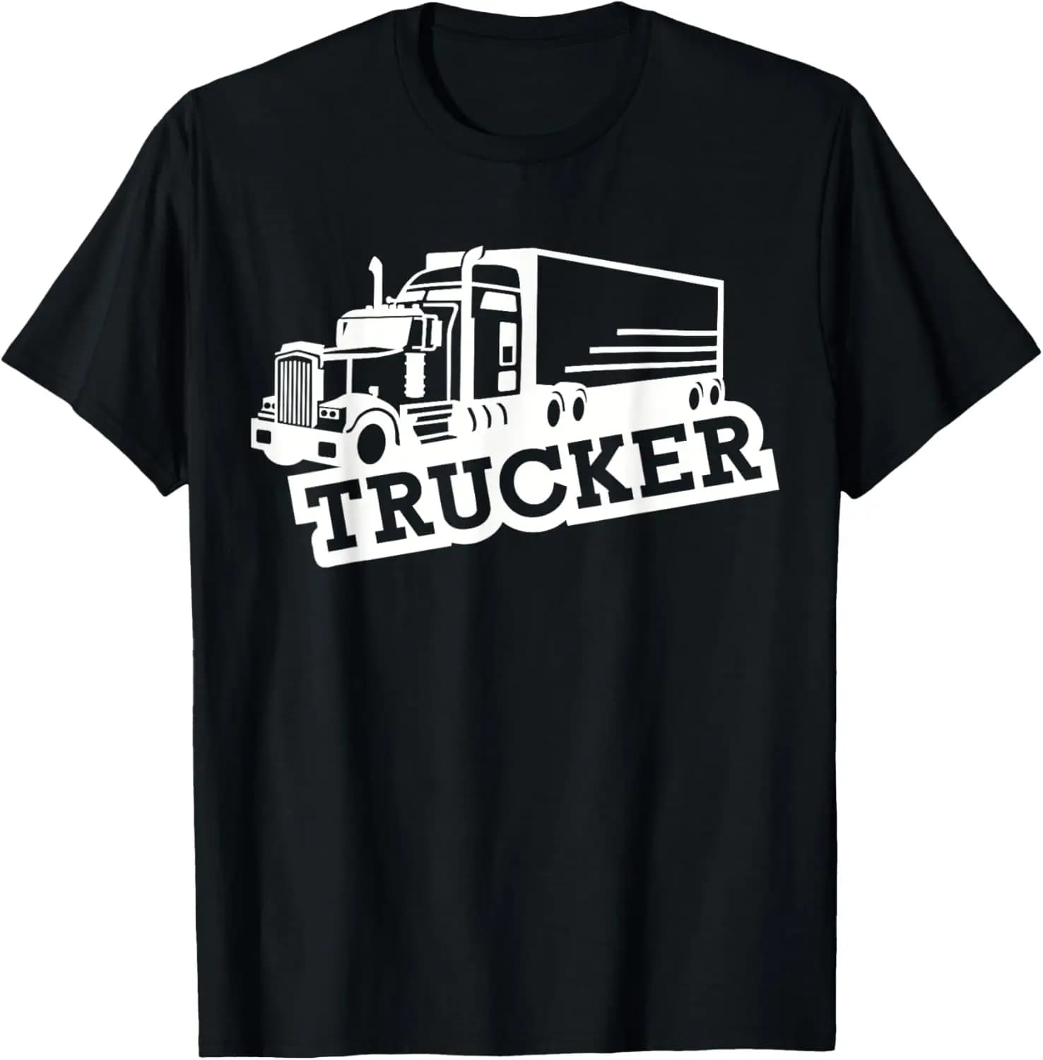 Trucker With Truck T-Shirt 100% Cotton Trendy Y2K Short-Sleeve Tee-Soft, Quick-Drying, Moisture-Wicking; Ideal Sports Casual