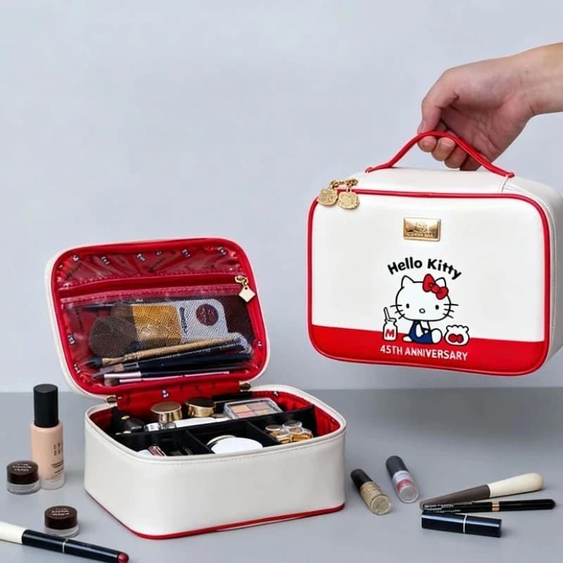Cute Cosmetic pouch Women's Cosmetic bag Portable Handle Makeup bag Travel Makeup organizer Cartoon Printed Bath Washing bag