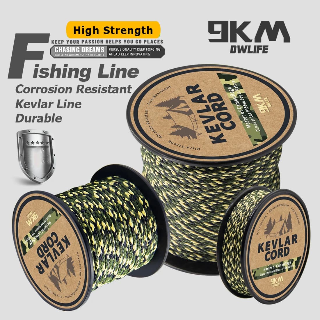 9KM Kevlar Cord 100-1000LBs High Tensile Strength Braided Fishing Line Wind Chime String Kite Line Outdoor Survival String