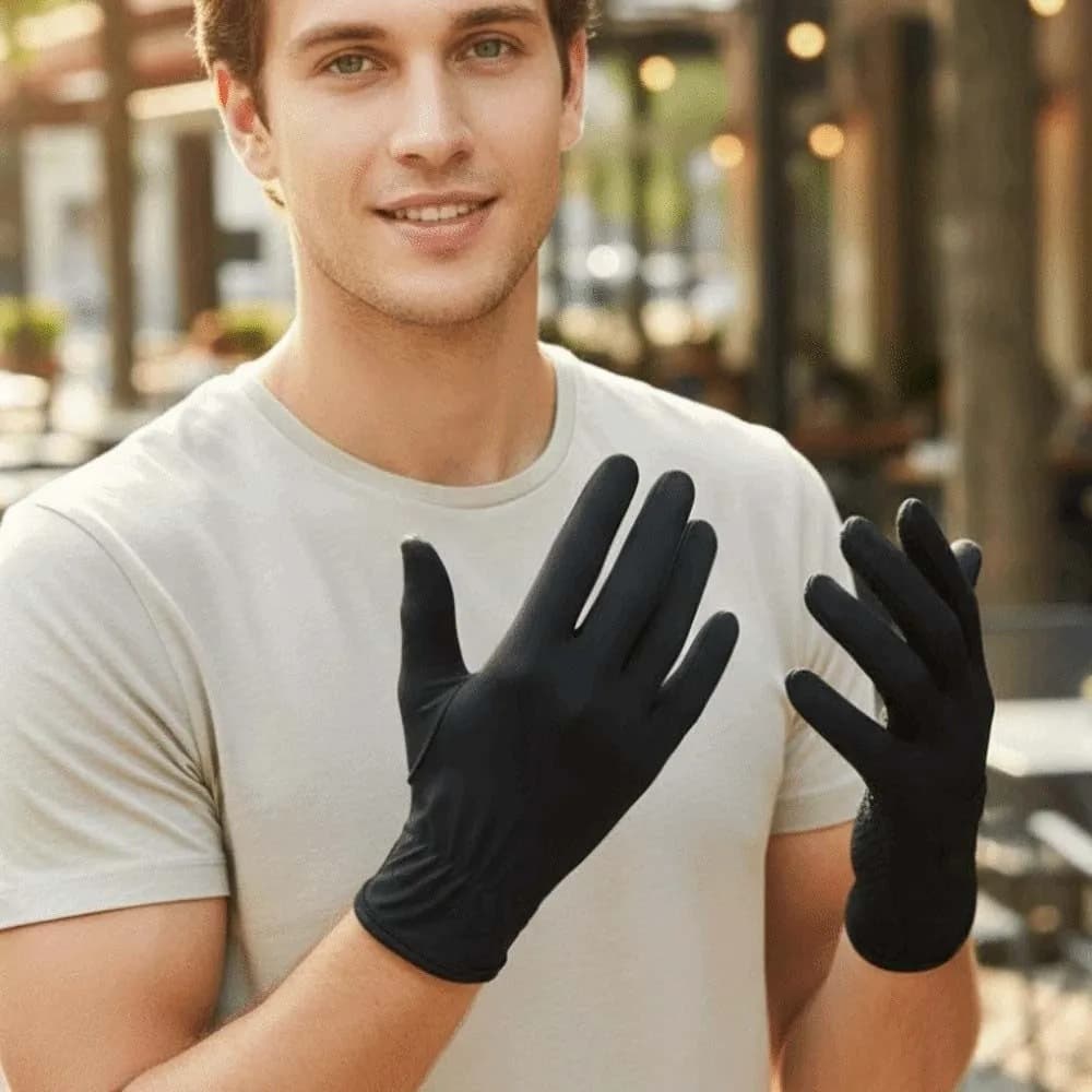 Guanti Traspiranti Protettivi Solari ad Asciugatura Rapida in Silicone Antiscivolo, Guanti Sottili in Seta Ghiaccio per Ciclismo, Tinta Unita, da Guida Estiva per Uomo