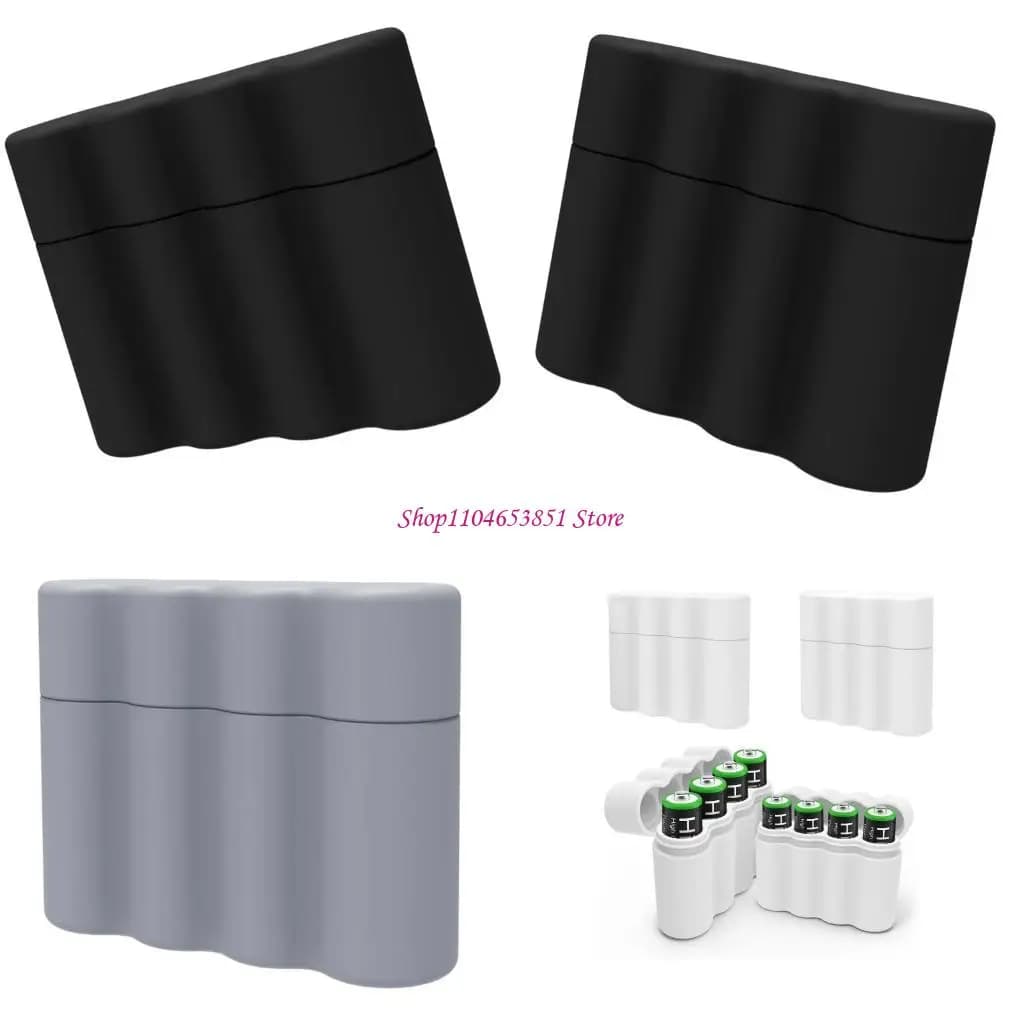 Reusable Silicone Battery Storage Case With Secure Lid For 4Pcs 2A 3A Batteries Box Organization And Protections