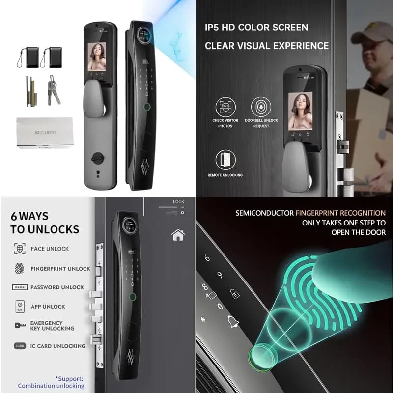 High Quality Outdoor Smart Door Electronic Face Smart Door With Camera Fingerprint Door Bell
