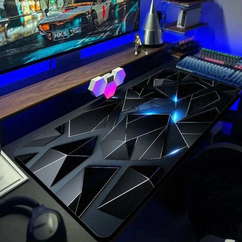 VIKAMA Metal Cut 3D Solid Geometry Large Gaming Mouse Pad, Anti-Slip And Waterproof Keyboard Desk Pad, Computer Desktop Pad