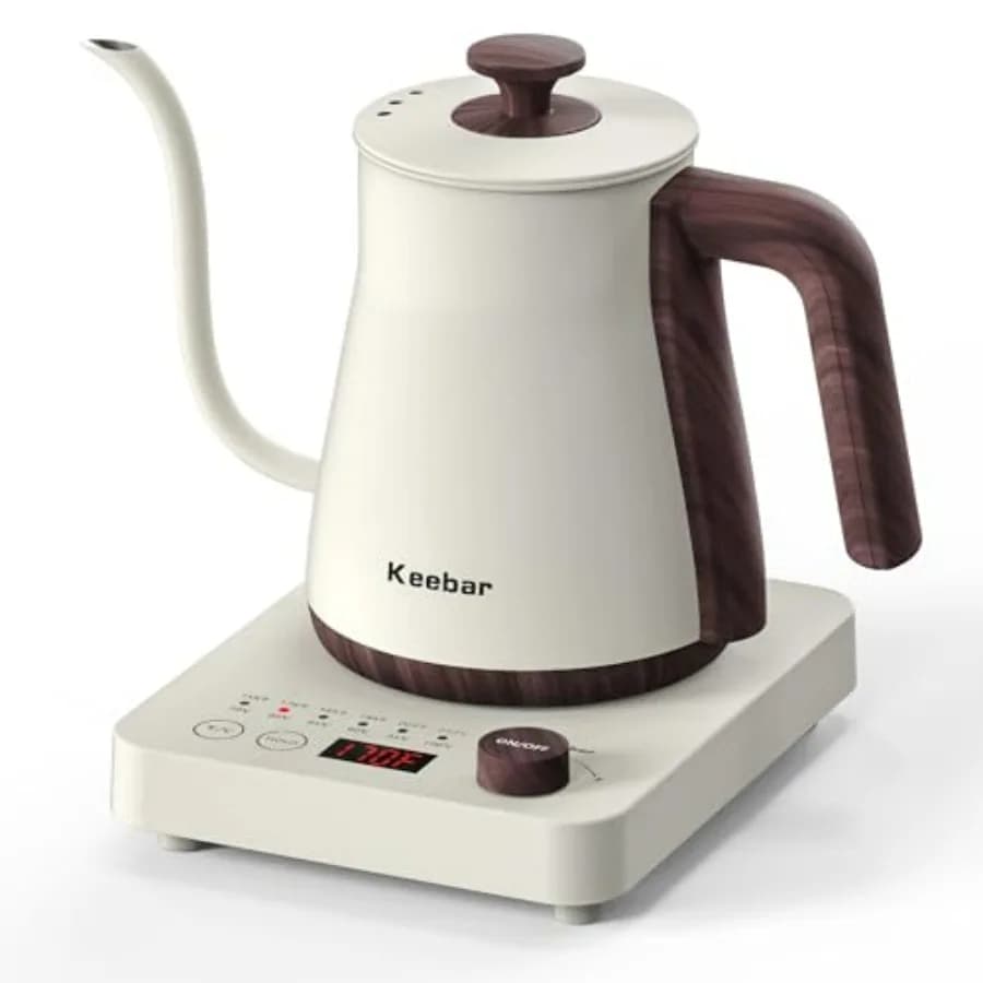 1000W Electric Kettle with Opaque Bucket, 6 Temperature Settings, 0.8L, White, Stainless Steel Interior 304, Automatic Switching, Ultra-Fine