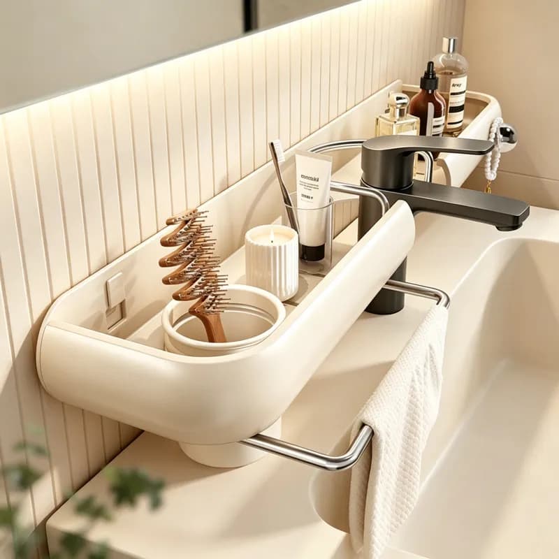 Bathroom Vanity Mirror Toilet Washstand Storage Rack No Drilling Required Stainless Steel Shelf