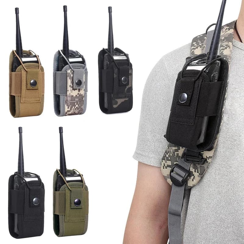Molle Radio Walkie Talkie Custodia per interfono portatile da esterno Borsa da trasporto per caccia Borsa da tasca per fondina per interfono da campeggio