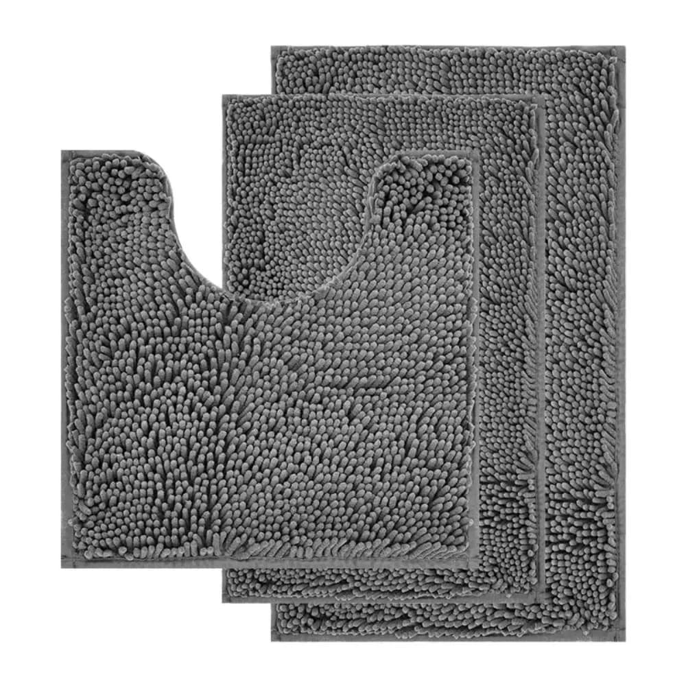 Set di 3 Tappetini Assorbenti per Porta del Bagno, Tappeto Super Assorbente Antiscivolo, Tappeto Decorativo per la Casa