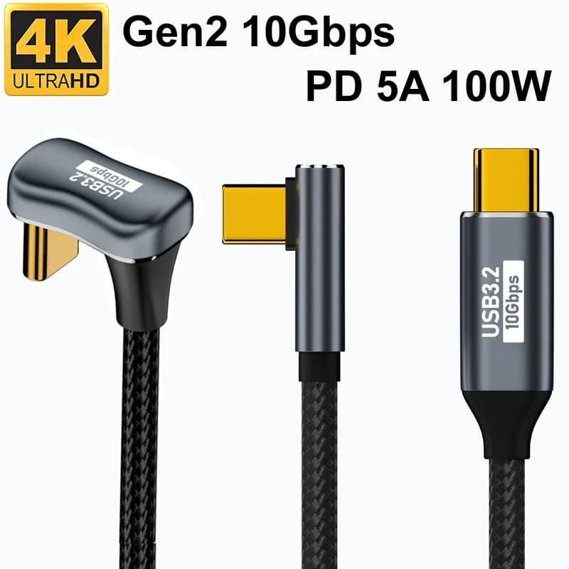 USB Tipo C 3 Gen2 Dati 10Gbps 4k @ 60Hz Video PD 5A 100W QC4.0 3.0 Cavo maschio di ricarica rapida per TV/Monitor PC/Proiettore Telefono Lapt