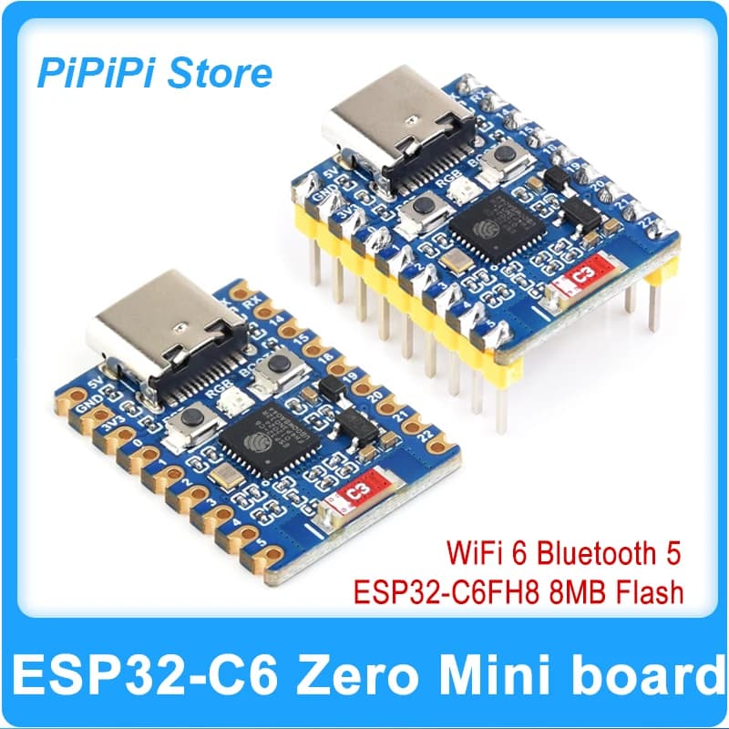 Scheda di Sviluppo Super Mini ESP32-C6 Zero Basata su ESP32-C6FH8, 8MB Flash, Antenna in Ceramica 2.4G, Modulo WiFi 6 Bluetooth 5