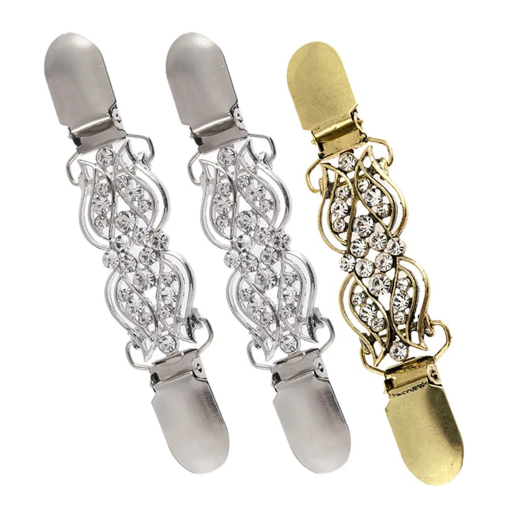 Set di 3 Fermagli per Sciarpa a Forma di Tulipano con Zirconi, Eleganti Spille Antiscivolo per Sciarpe da Donna, Chiusura Vintage per Cardigan, Spilla in Cristallo per Maglione