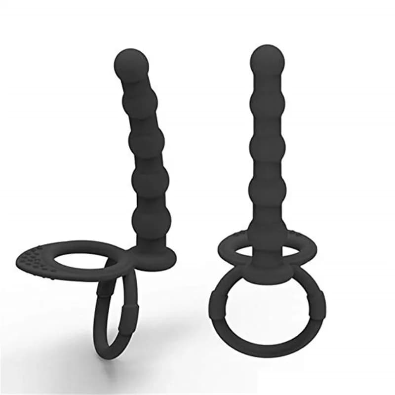Doppia penetrazione Dildo Doppia stimolazione Vibratore per coppie Perline anali G-Spot Massaggiatore Anello per il pene Masturbatore per adulti Giocattoli del sesso