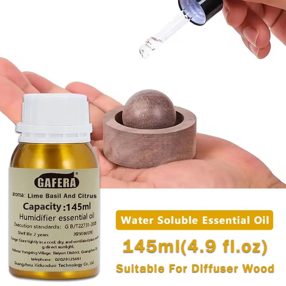 GAFERA 145ml (4.9 fl.oz) Olio Essenziale di Lime, Basilico e Rosa Citrus - Per Diffusore, Legno Profumato, Pietra Aromatica e Umidificatore