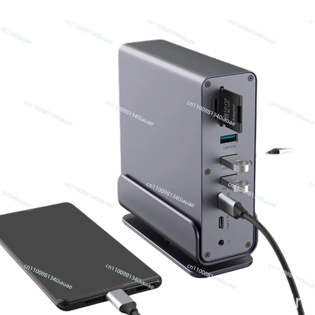 Docking station Type-C 15-in-1 compatibile con Thunderbolt 4, porta Gigabit Ethernet, splitter USB multi-interfaccia verticale da tavolo