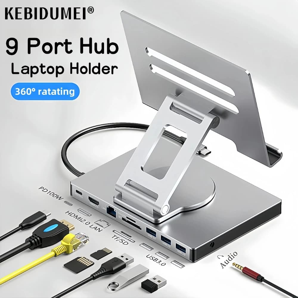 9 in 1 USB C Hub Docking Station SD TF Tipo C Hub Estensione PD100W USB3.0 HDMI 4K 60HZ Adattatore Dock Tablet Accessori per laptop