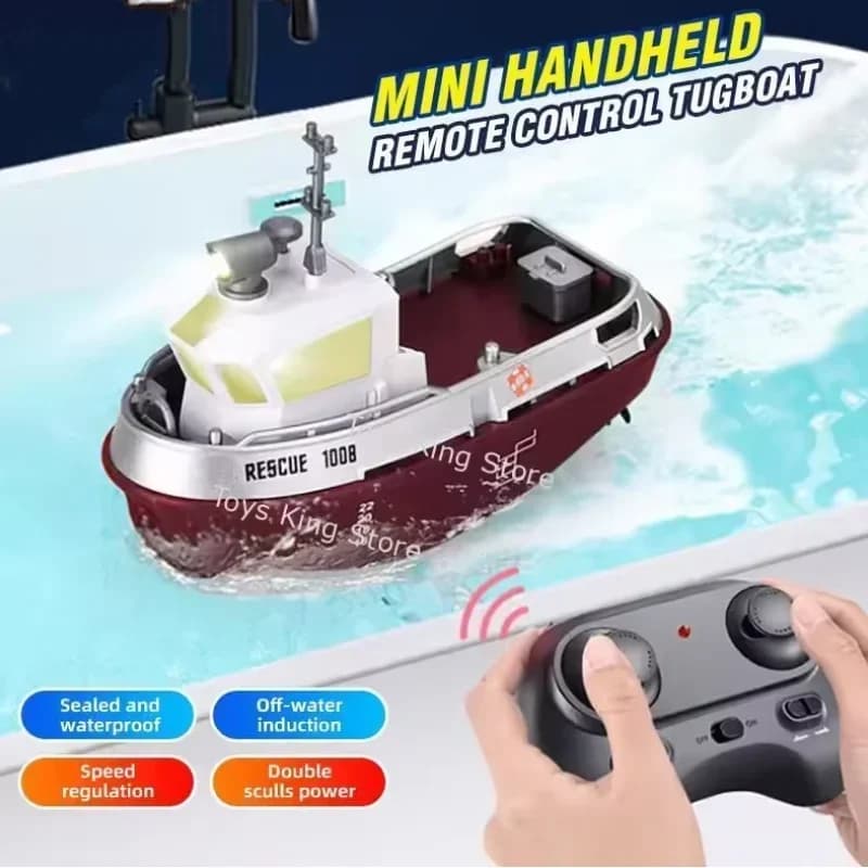 1/32 Mini RC Tugboat Model Cool Lights Underwater Remote Control Ship Kids Indoor Pool Competition Game Toys Boy Christmas Gifts