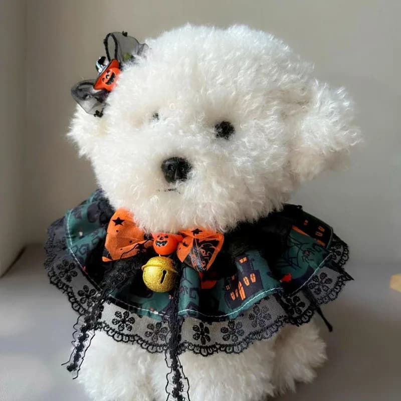 Halloween Lace Bow Collar for Pets, Funny Decorative Saliva Towel for Cats and Dogs Dressing Up