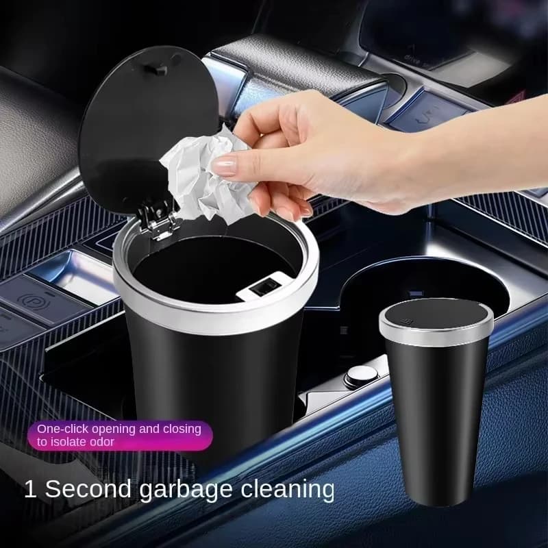 Universal Car Cup Holder Clamshell Trash Bin Storage Box Bucket Vehicle Garbage Dust Case Pressing Trash Can