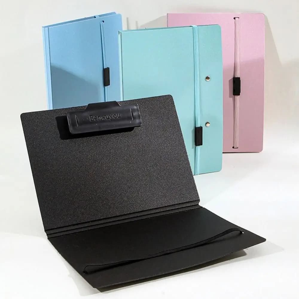 1pc Waterproof PP A5 Clipboard Folder Foldable Morandi Color Clipboard with Elastic Strap File Folder School Office