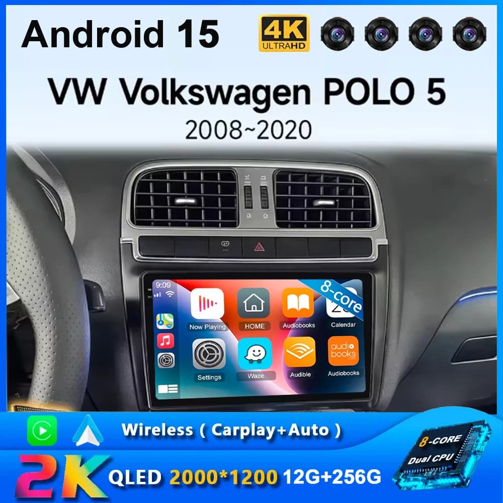Per Volkswagen POLO 5 2008 - 2020 Autoradio Lettore video multimediale Navigazione stereo GPS Android 15 No 2din 2