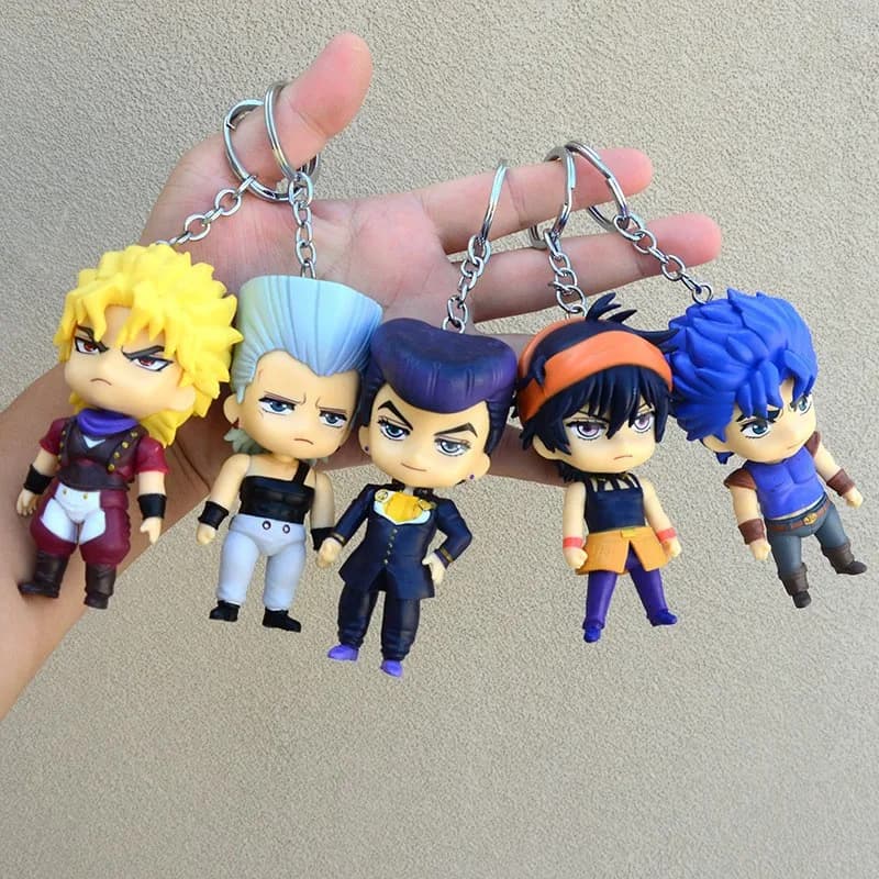 5 Pz/set Anime JoJos Bizarre Adventure Q Versione Portachiavi Action Figures PVC Modello Giocattoli Bambole Borsa Ciondolo Ornamenti Ventole Regalo