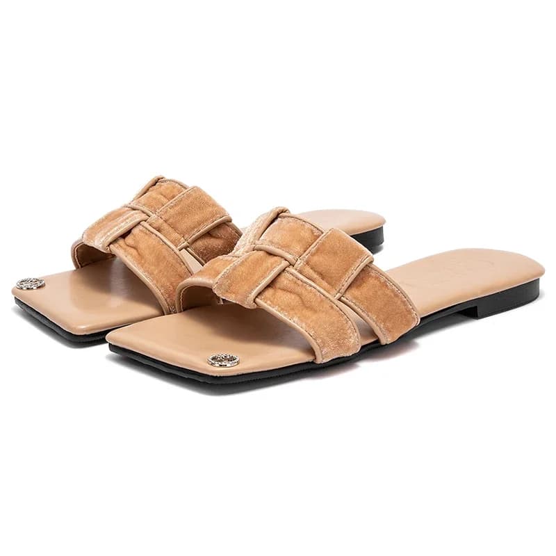Women's Shoes Classic Fashion Popular New Ladies Slippers Brand Niche Design Stripes Solid Color Female Wear Flat Slippers