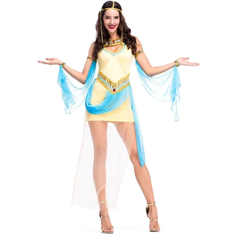 Costume da dea egiziana Cleopatra dell'antico Egitto delle donne della festa di Halloween