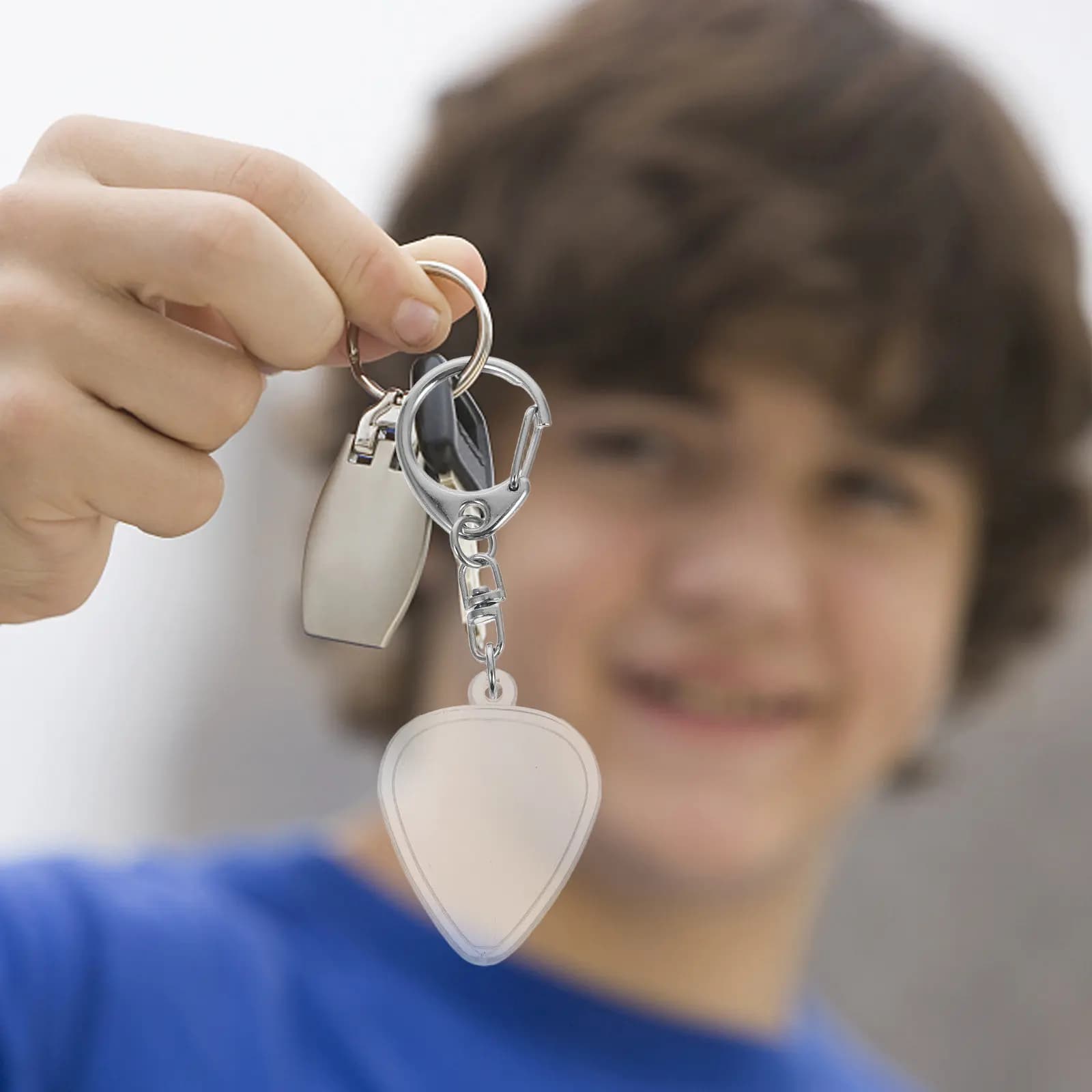10 Pezzi Custodia Porta Plettri per Chitarra Trasparente Portatile con Portachiavi, Scatola per Plettri di Dimensioni Standard per Chitarra Acustica ed Elettrica