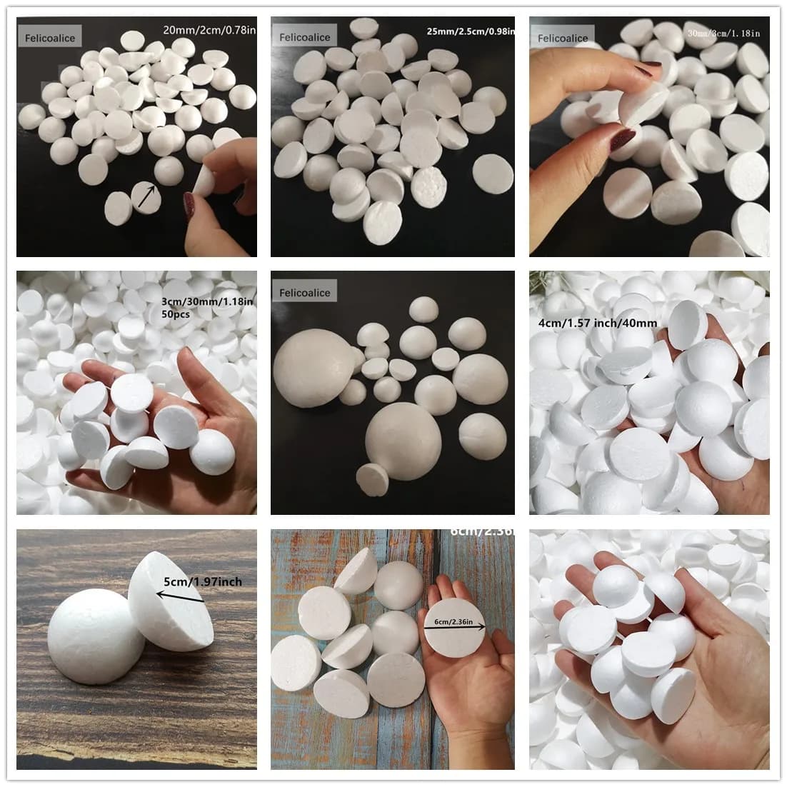 1/1.5/2/2.5/4/4.5/5/6cm Modeling Polystyrene Polystyrene Round/Medium Sphere for Crafts FAI DA TE Supplies Decoration Wedding Ceremony