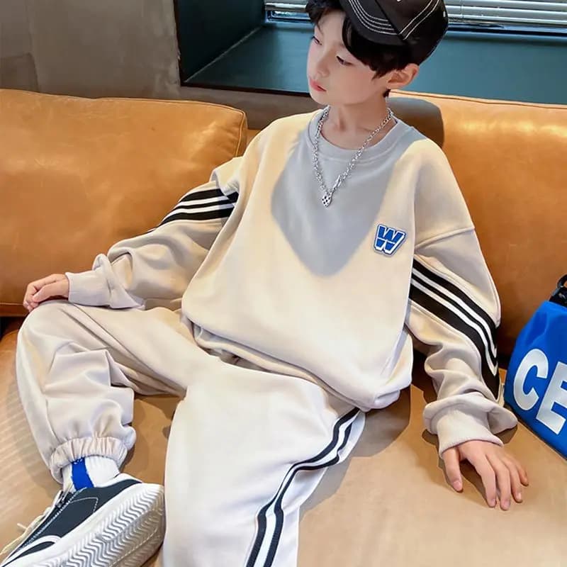 ZOETOPKID Children Sportswear Sets Fashion Kids Suits Spring Autumn Boys Casual Pullovers Outfits Teenager Sports Top+Pants 2Pcs