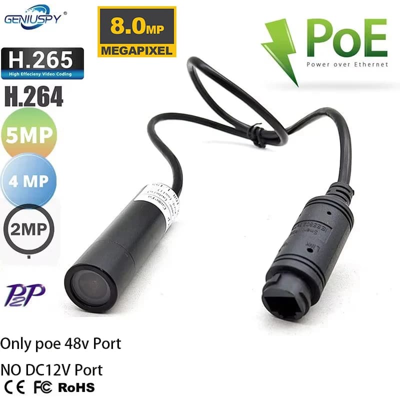 IP camera POE 48V NO DC 12V Mini Bullet 1080P 2MP 5MP 8MP 4K for Video surveillance with Wide Angle
