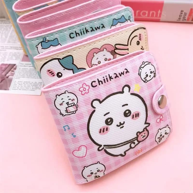 Anime Chiikawa Short Wallet Cute Hachiware Usagi with Card Slot Photo Album Slot Student Wallet Womens Coin Purse Cute Card Bag