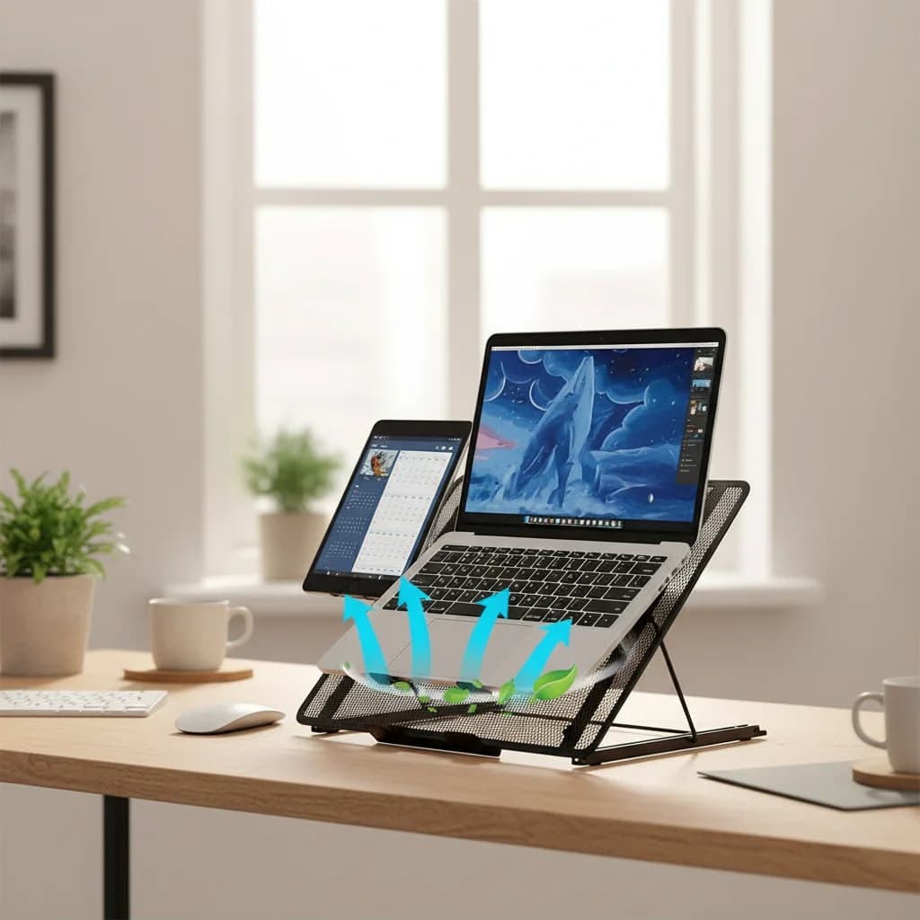 Supporto per laptop Staffa pieghevole regolabile a sei marce Dissipazione del calore per laptop e tablet
