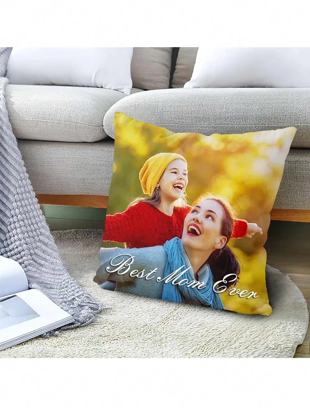 Gift for Mother's Day, Cushion with Custom Photo, Decorative Home Pillow DIY, Square Pet Pillows for Weddings
