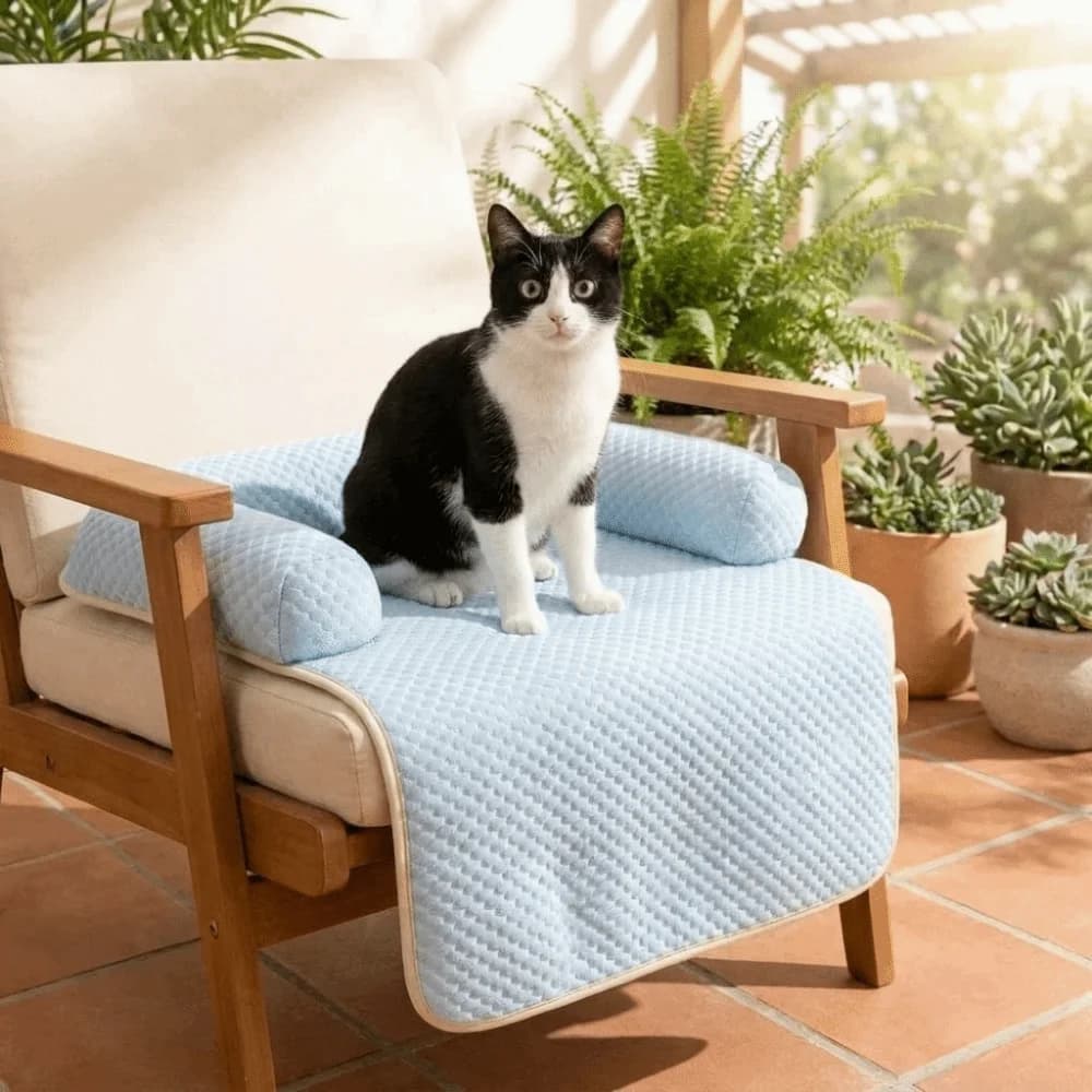 Dog Accessories Breathable Dog Cooling Mat Non-Slip Comfortable Pet Sleeping Pad with Pillow Detachable Cat Cold Bed Mat Bedroom