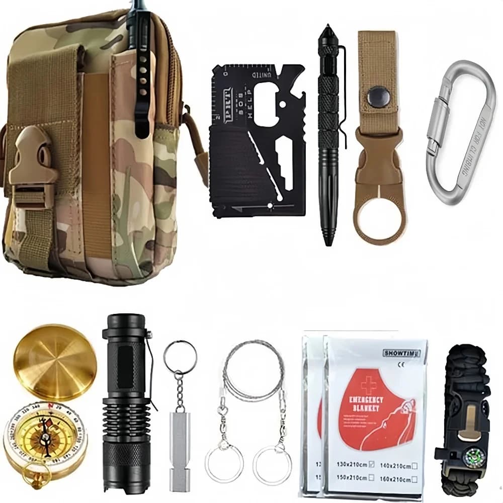 Kit di sopravvivenza per avventure all'aria aperta Kit di pronto soccorso di emergenza SOS Attrezzature da campeggio Borsa medica Custodia EDC per autodifesa ifak