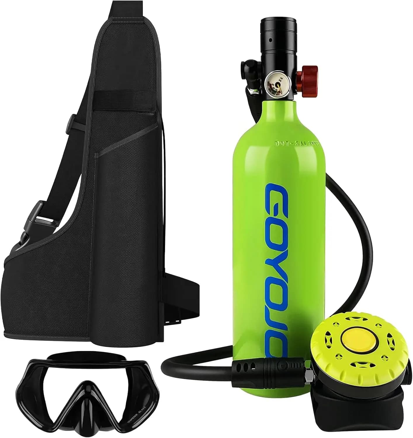 GOYOJO 1L Mini Scuba Tank con maschera DOT Certificato Serbatoio d'aria per immersione portatile 3000PSI per la respirazione subacquea Snorkeling Diving