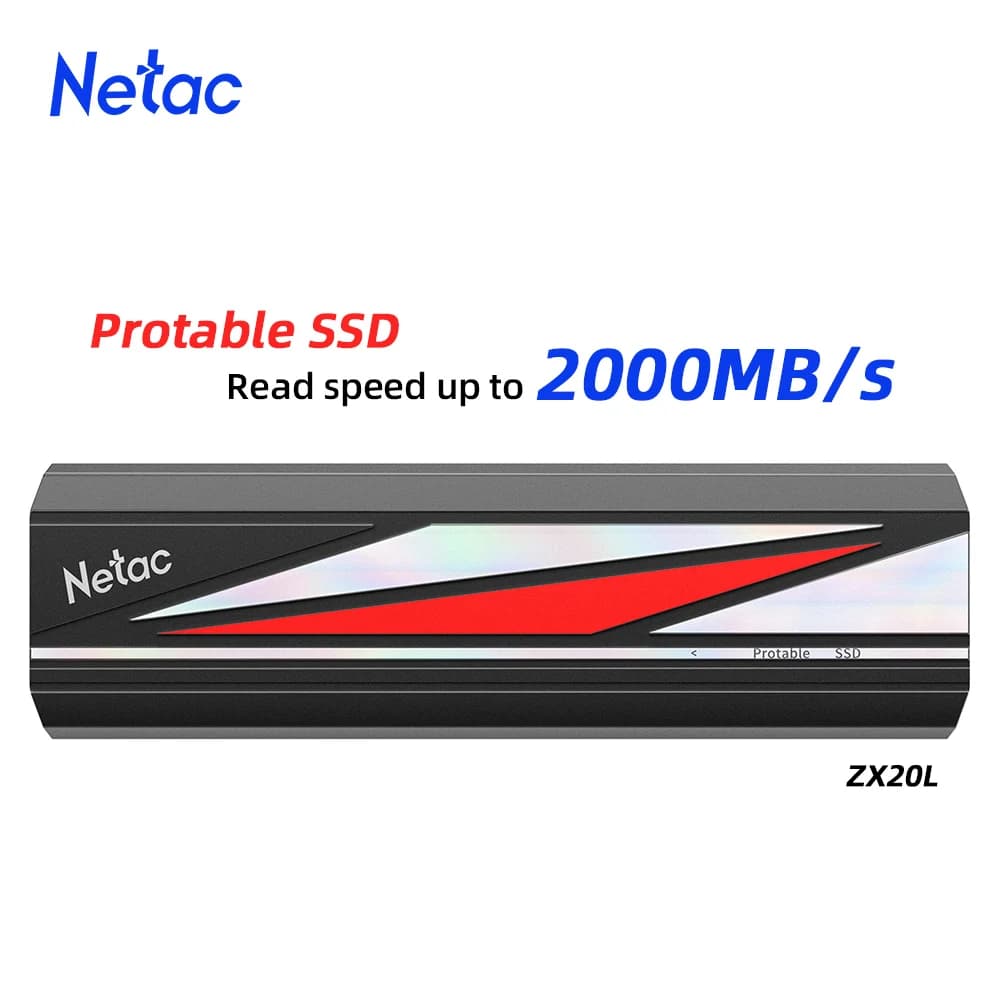 Netac SSD esterno da 1 TB Velocità fino a 2000 MB/s SSD portatile 256 GB 512 GB 2 TB USB3.2 Gen2 Unità a stato solido per telefono portatile desktop