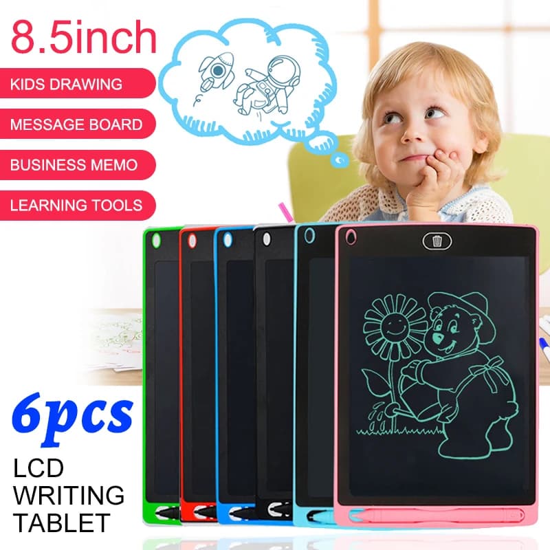 6PCS Set di apprendimento LCD da 8,5 pollici tavolo da disegno tavoletta da scrittura cifre lavagna magica strumento di pittura artistica giocattoli per bambini gioco del cervello regalo