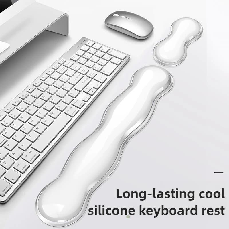 Supporto per poggiapolsi per tastiera e mouse in silicone, cuscino ergonomico per le mani, comodo e morbido per il computer portatile da ufficio da gioco
