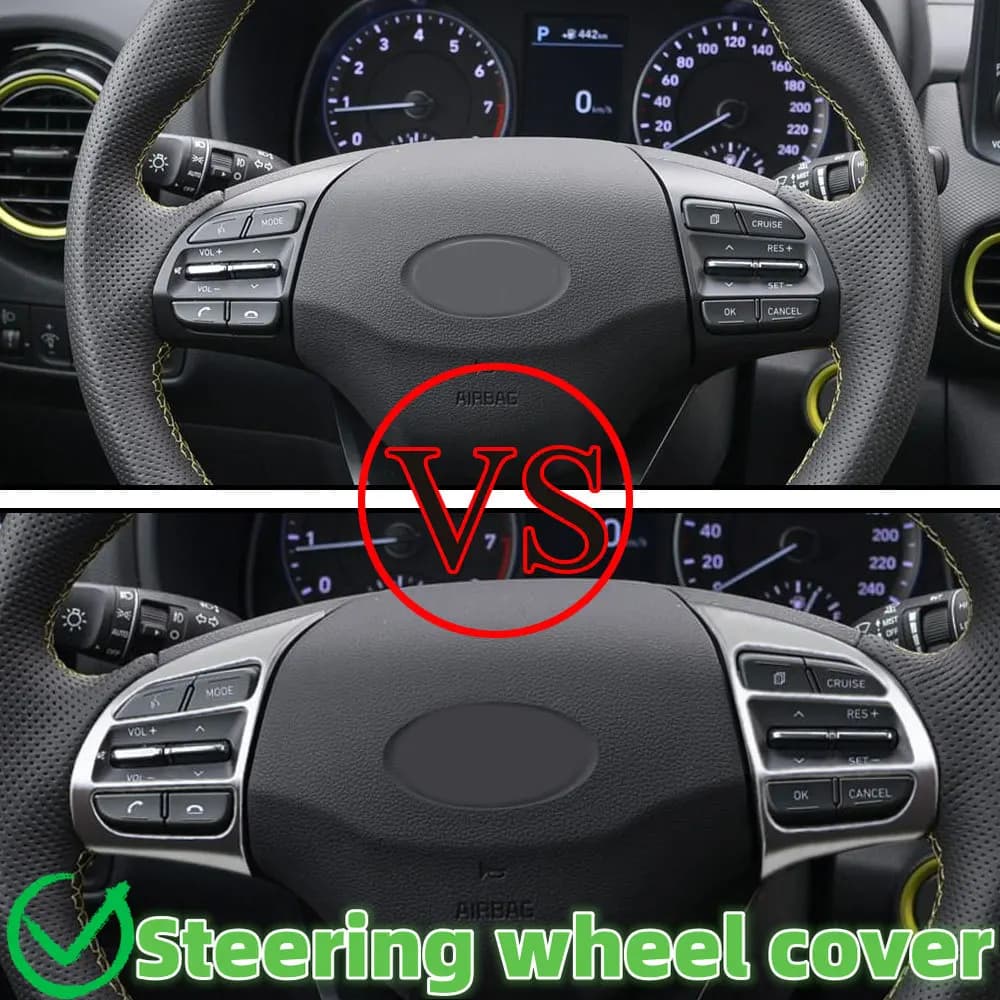 Adesivi per auto per Hyundai Kona Kauai 2017-2021 2022 Coprivolante Trim Decorazione in fibra di carbonio Paillettes Interni Acc.